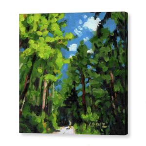Hiker in the woods canvas print
