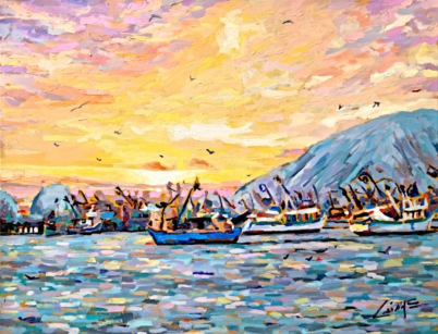 Fishing boats in Ancón by Arturo Laime